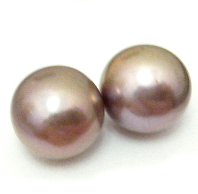 Pink/Gold Round Edison 10.8mm Pair